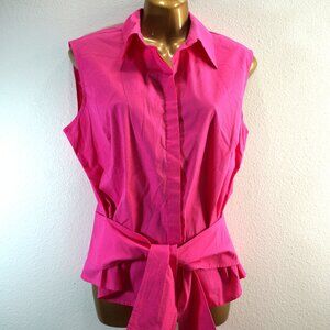 Coldwater creek pink sleeveless tie front blouse size M